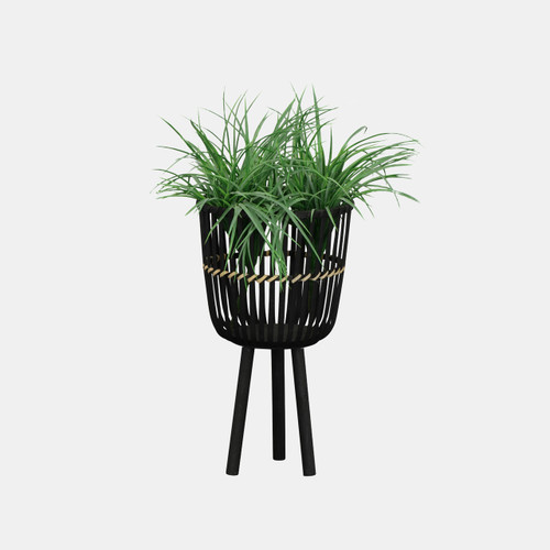 Sagebrook Home S/3 Bamboo Footed Planters 11/13/15" Black Wishlist Create New