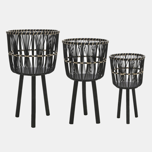 sagebrook home S/3 Bamboo Planters 11/13/15" Black Wishlist Create New