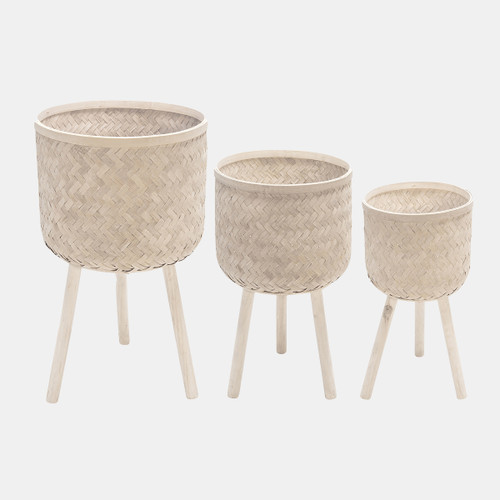 sagebrook home S/3 Bamboo Planters White Wash Wishlist Create New