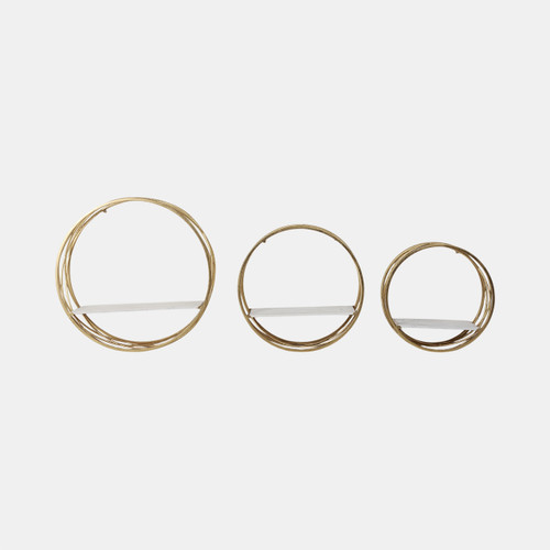sagebrook home S/3 Metal Round Wall Shelves white/gold Wishlist Create New