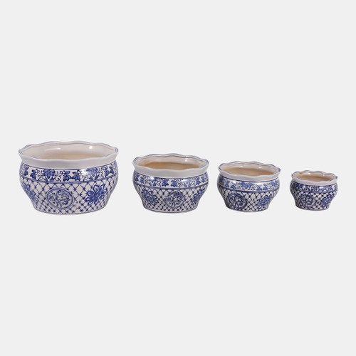 Sagebrook Home S/4 6/8/10/13" Chinoiserie Planters Blue/white Wishlist Create New