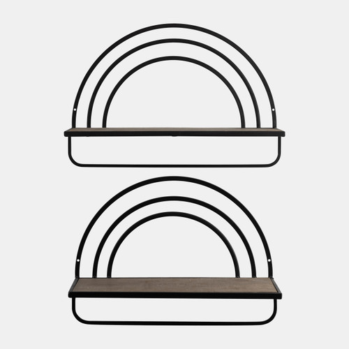 sagebrook home Set/2 Wood/metal Rainbow Style Sheves Brown/black Wishlist Create New