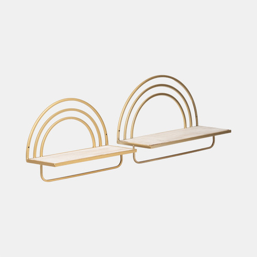 Sagebrook Home Set/2 Wood/metal Rainbow Style Sheves Wht/gld Wishlist Create New