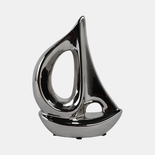 Sagebrook Home Silver Ceramic Sailboat 8" Wishlist Create New