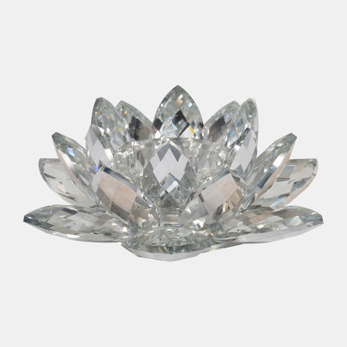 sagebrook home Silver Crystal Lotus Candle Holder 8" Wishlist Create New
