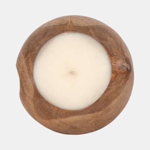 Sagebrook Home Teak 8" Round Candle Natural Wishlist Create New