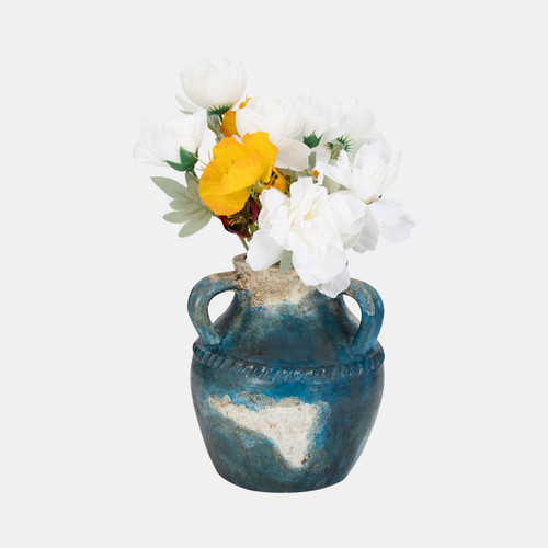 Sagebrook Home Terracotta 10" Triple Handle Jug Blue/ivory Wishlist Create New