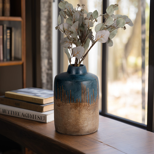 Sagebrook Home Terracotta 12"h 2-tone Vase Blue/ivory Wishlist Create New