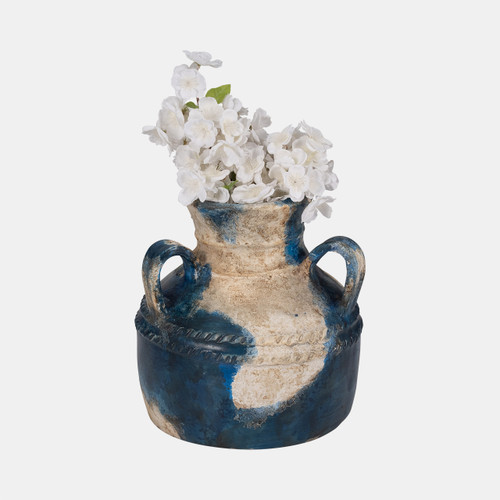Sagebrook Home Terracotta 12" Triple Handle Jug Blue/ivory Wishlist Create New