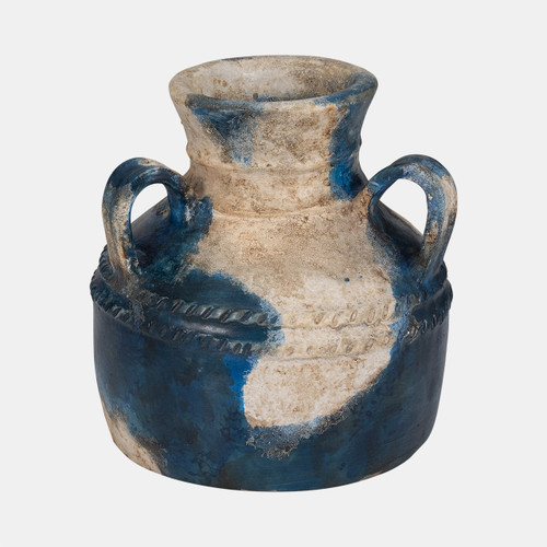sagebrook home Terracotta 12" Triple Handle Jug Blue/ivory Wishlist Create New