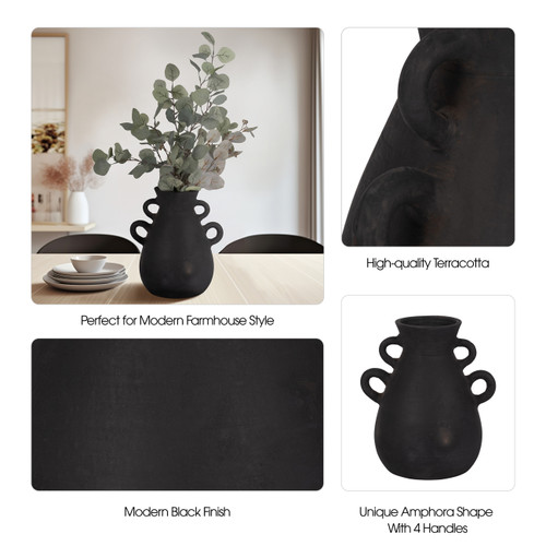 Sagebrook Home Terracotta 12" Vase With 4 Handles Black Wishlist Create New