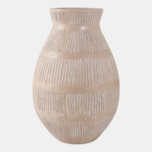 sagebrook home Terracotta 16" Organic Vase With Lines Ivory Wishlist Create New