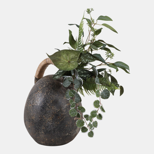 Sagebrook Home Terracotta 16" Rustic Jug W/ Woven Handle Multi Wishlist Create New