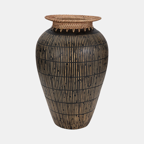 Sagebrook Home Terracotta 19" Lines Vase W/ Woven Top Multi Wishlist Create New