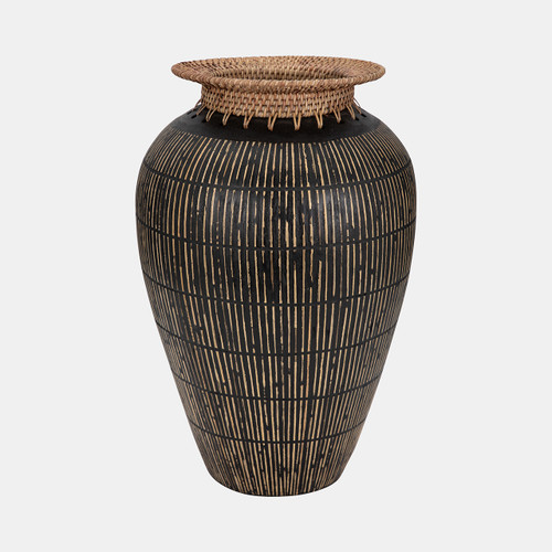 Sagebrook Home Terracotta 19" Lines Vase W/ Woven Top Multi Wishlist Create New
