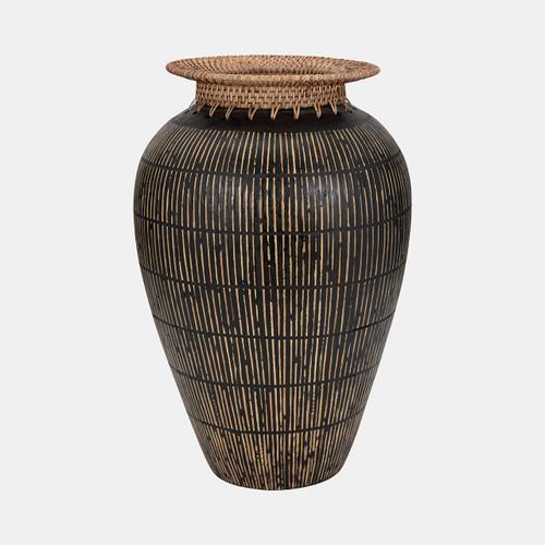 sagebrook home Terracotta 19" Lines Vase W/ Woven Top Multi Wishlist Create New