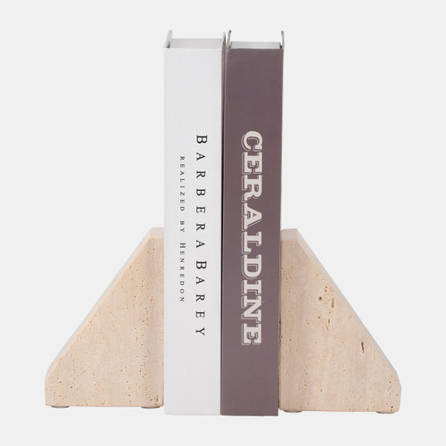 Sagebrook Home Travertine S/2 5" Triangle Bookends Tan Wishlist Create New