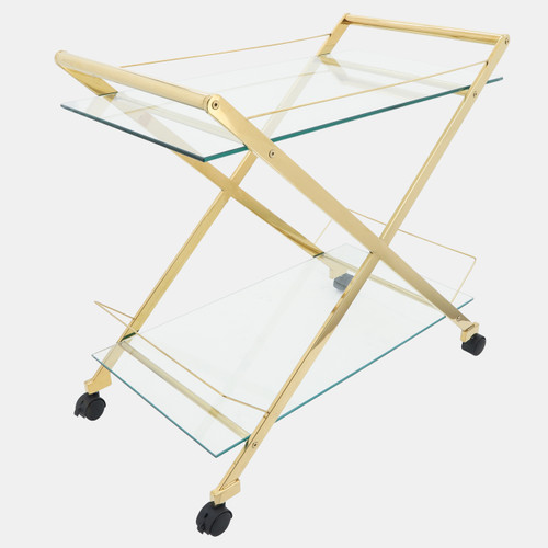 Sagebrook Home Two Tier 31" Rolling Bar Cart Gold Kd Wishlist Create New