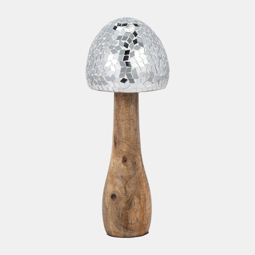 Sagebrook Home Wood 10" Mosaic Mushroom Silver Wishlist Create New