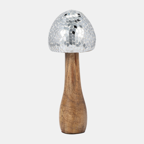 sagebrook home Wood 10" Mosaic Mushroom Silver Wishlist Create New