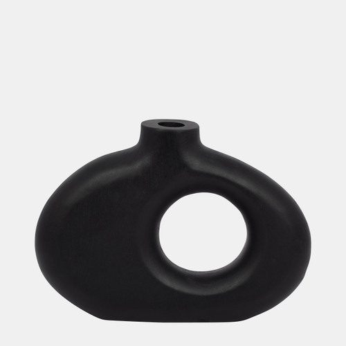 sagebrook home Wood 10x7"h Cut-out Vase Black Wishlist Create New