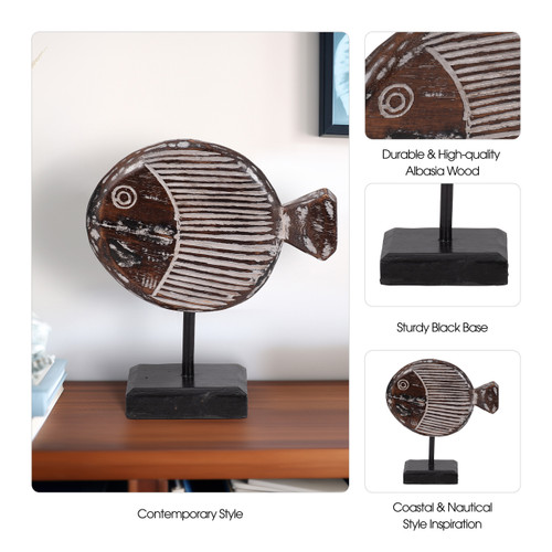 Sagebrook Home Wood 11"h Fish On Stand Gray Wishlist Create New