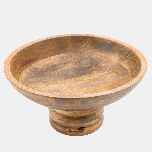 Sagebrook Home Wood 12" Round Bowl W/ Ribbed Base Natural Wishlist Create New