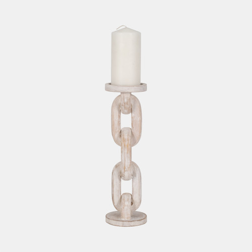 Sagebrook Home Wood 14" Chain Pillar Candle Holder White Wishlist Create New