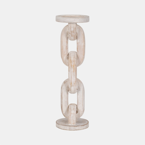 sagebrook home Wood 14" Chain Pillar Candle Holder White Wishlist Create New