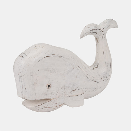 Sagebrook Home Wood 15" Tail Up Whale White Wishlist Create New