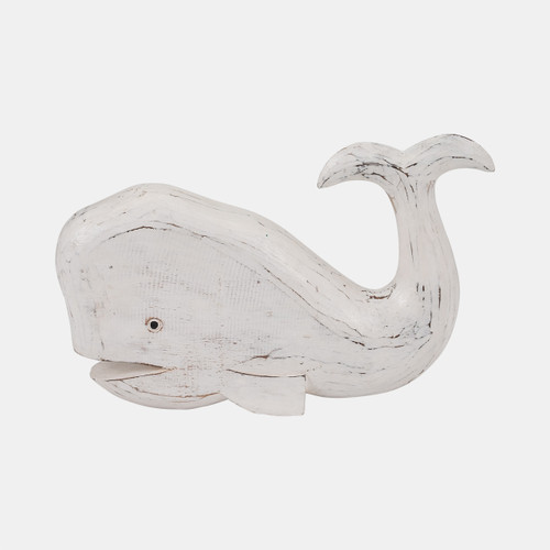 sagebrook home Wood 15" Tail Up Whale White Wishlist Create New