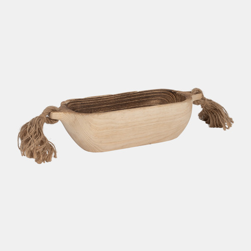 sagebrook home Wood 15" Tray W/ Tassels Natural Wishlist Create New