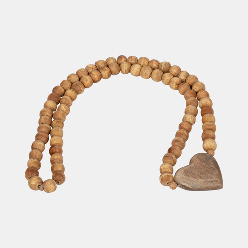 sagebrook home Wood 26" Beaded Garland With Heart Natural Wishlist Create New