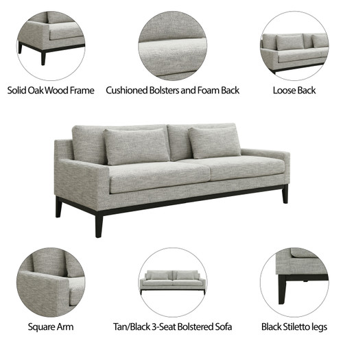 Sagebrook Home Wood 3-seater Bolstered Sofa Tan/black Kd Wishlist Create New