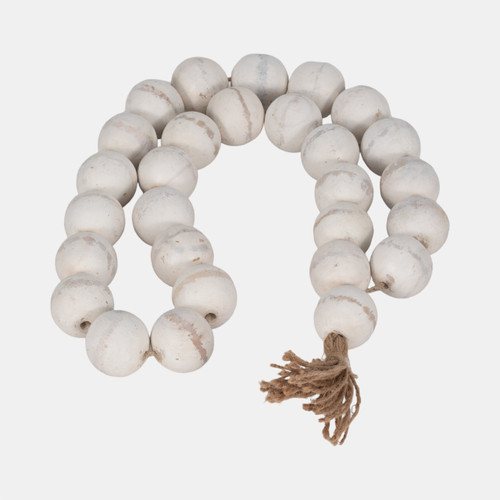 Sagebrook Home Wood 32"l 2"double Beaded Garland W/tassel Wht Wishlist Create New