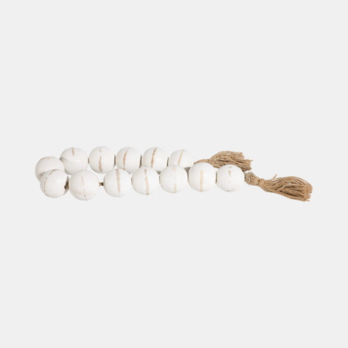 Sagebrook Home Wood 32"l 2"lrg Bead Garland W/ Tassel Wht Wash Wishlist Create New
