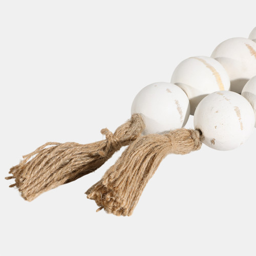 Sagebrook Home Wood 32"l 2"lrg Bead Garland W/ Tassel Wht Wash Wishlist Create New