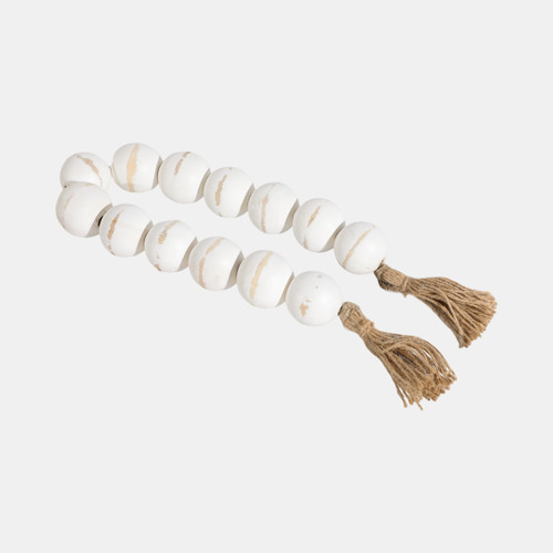 sagebrook home Wood 32"l 2"lrg Bead Garland W/ Tassel Wht Wash Wishlist Create New