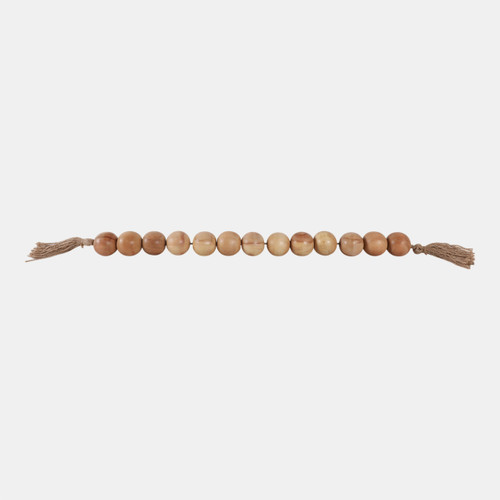 Sagebrook Home Wood 32"l 2"lrg Beaded Garland W/ Tassel Natural Wishlist Create New