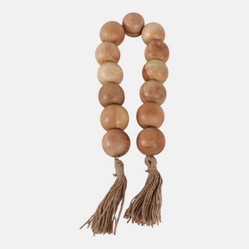 Sagebrook Home Wood 32"l 2"lrg Beaded Garland W/ Tassel Natural Wishlist Create New