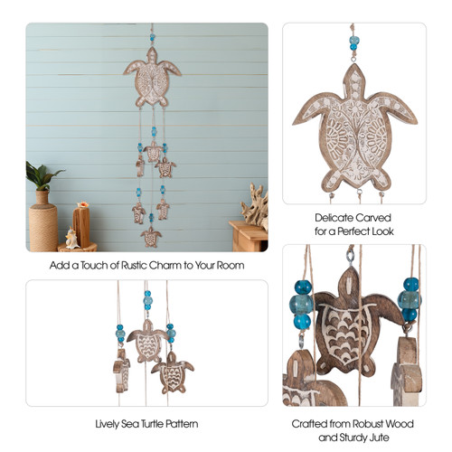 Sagebrook Home Wood 35" Sea Turtle Hangings Multi Wishlist Create New