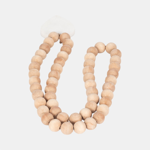Sagebrook Home Wood 36" Large Bead Garland W/ Marble Heart Natu Wishlist Create New