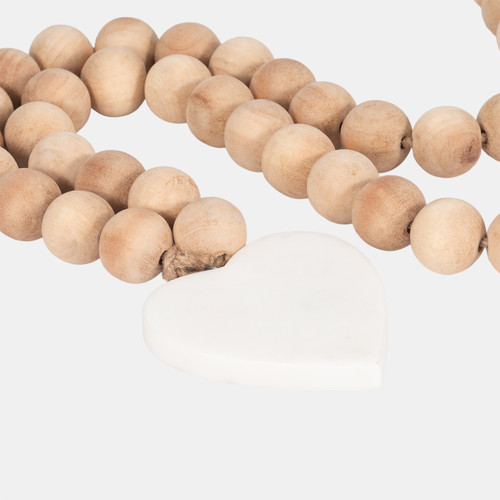 Sagebrook Home Wood 36" Large Bead Garland W/ Marble Heart Natu Wishlist Create New