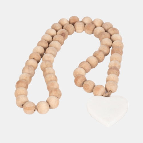sagebrook home Wood 36" Large Bead Garland W/ Marble Heart Natu Wishlist Create New
