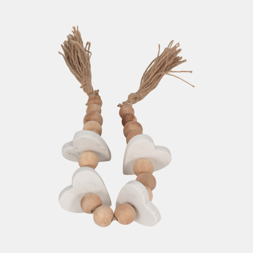 Sagebrook Home Wood 36" Large Bead Garland W/ Marble Hearts Mul Wishlist Create New
