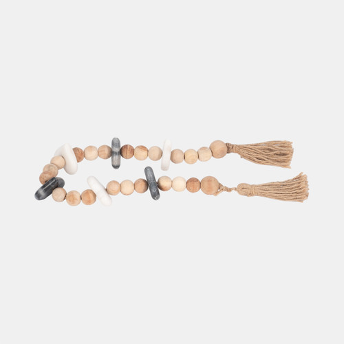 Sagebrook Home Wood 36" Small Bead Garland W/ Marble Hearts Mul Wishlist Create New