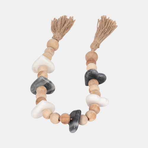 Sagebrook Home Wood 36" Small Bead Garland W/ Marble Hearts Mul Wishlist Create New