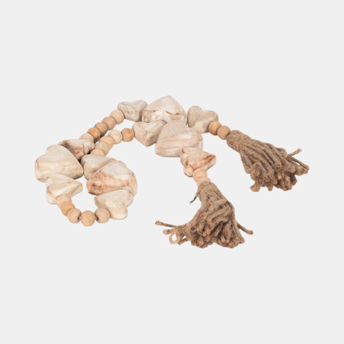 sagebrook home Wood 38" Heart Beaded Garland White Wishlist Create New