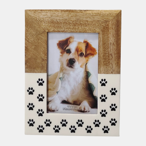 sagebrook home Wood 4x6 Dog-paws Photo Frame white Wishlist Create New