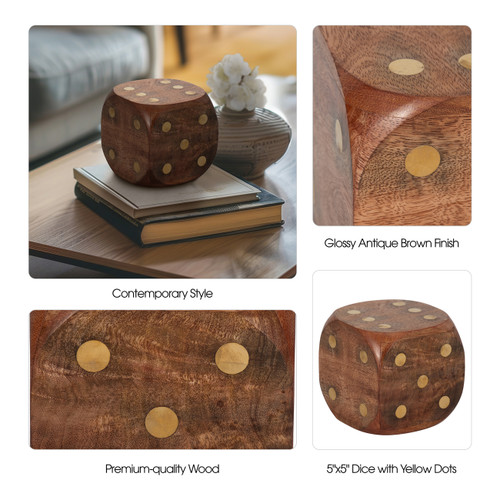 Sagebrook Home Wood 5x5 Dice Antique Brown Wishlist Create New